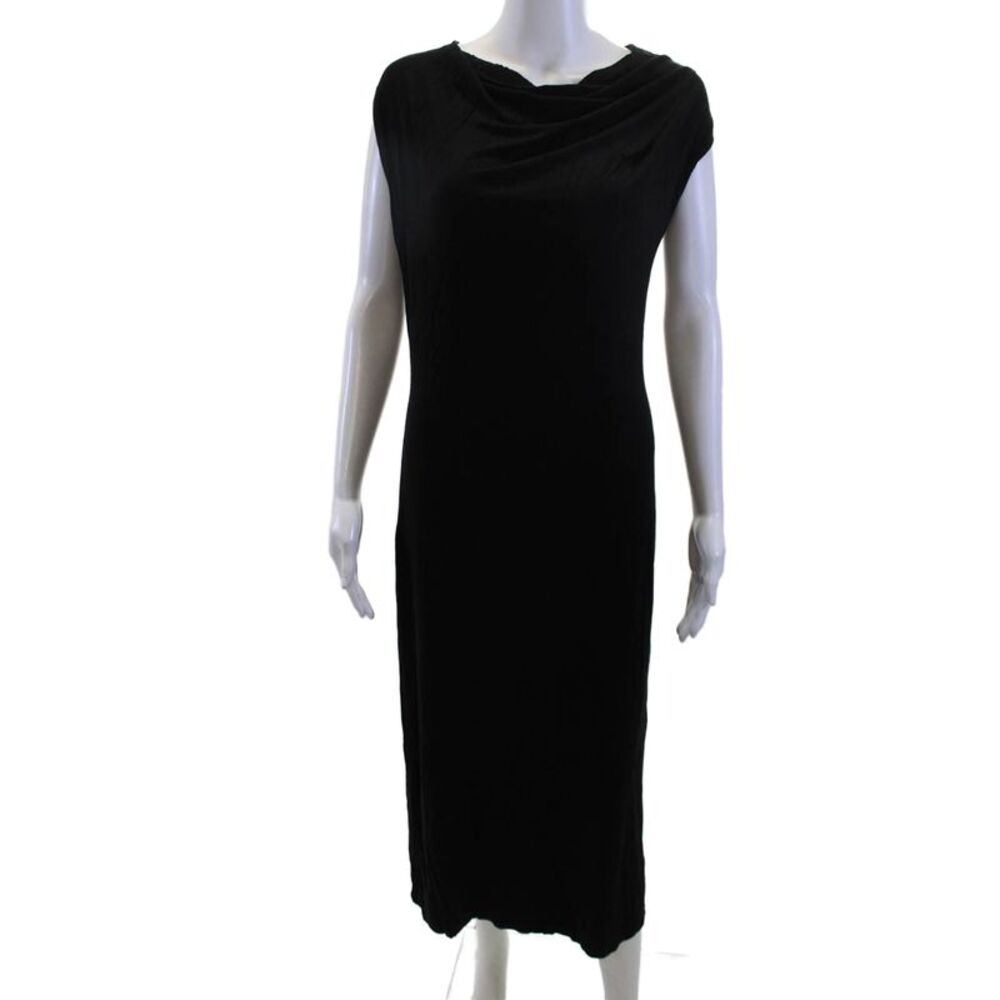 Marcellamoda Womens Black Maxi Sheath Dress Sleeveless Midi Size S